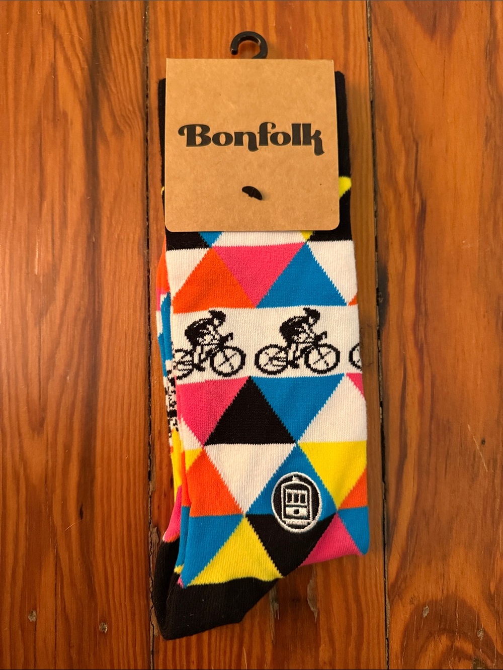Bonfolk Multicolor Bike Geometric Cyclist Socks Adult One Size